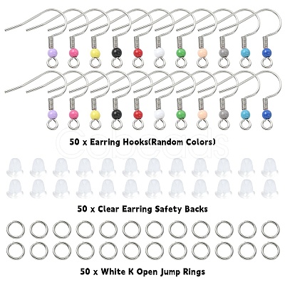 50Pcs 304 Stainless Steel Earring Hooks STAS-YW0001-81-1