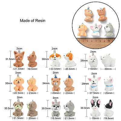 18Pcs 9 Styles Opaque Resin Pendants RESI-CJ0003-42-1