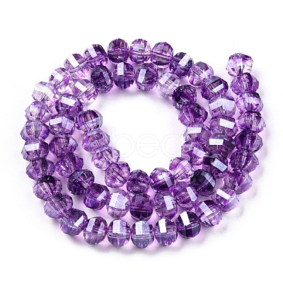 Transparent Electroplate Glass Beads Strands X-EGLA-N006-078D-1
