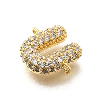 Brass Micro Pave Cubic Zirconia Letter Links KK-I717-04U-1