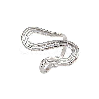 304 Stainless Steel Open Cuff Rings for Women RJEW-K303-06P-1
