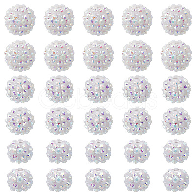 30Pcs 3 Styles Acrylic & Resin with Rhinestone Round Beads OACR-PH0004-27-1