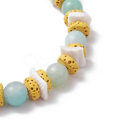 Round Natural Amazonite Beads Stretch Bracelets BJEW-JB11818-01-1