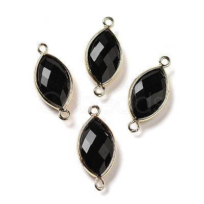 Natural Obsidian Faceted Connector Charms G-K347-03G-18-1