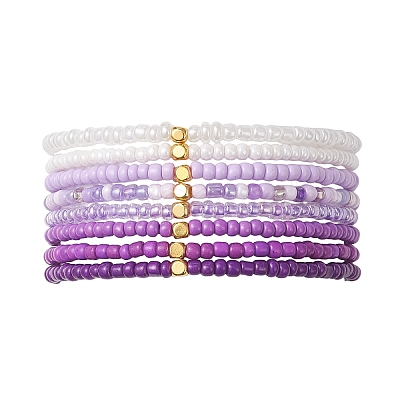 8Pcs Glass Seed Beads Stretch Bracelets for Women BJEW-MZ00270-1