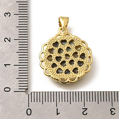 Brass with Natural Shell Carved Pendants KK-Z091-05G-02-1