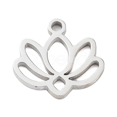 Non-Tarnish 304 Stainless Steel Flower Lotus Charms STAS-Z054-02P-1