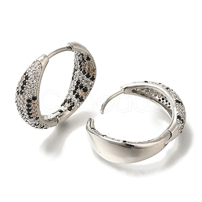 Rack Plating Brass Micro Pave Cubic Zirconia Hoop Earrings EJEW-H016-22P-1