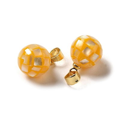 Natural Yellow Shell Dyed Round Charms SSHEL-H071-01G-02-1