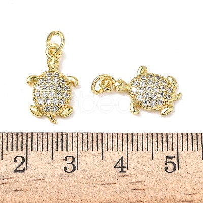 Brass Micro Pave Clear Cubic Zirconia Pendants KK-L253-23G-02-1