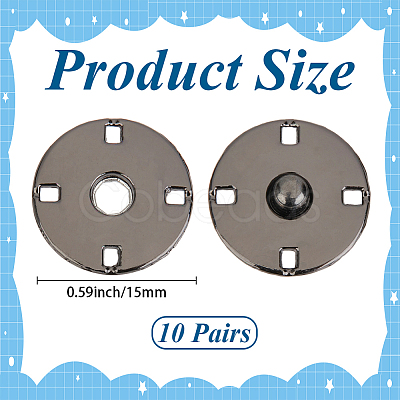 10Pairs Alloy Snap Buttons FIND-CY0001-53B-1