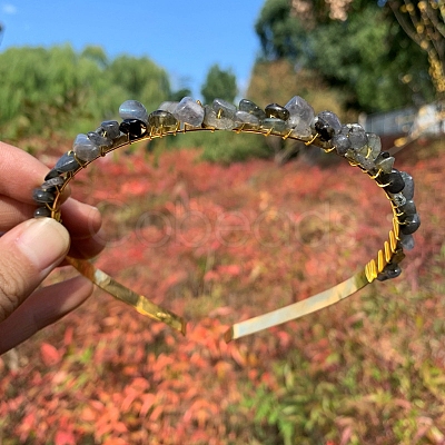 Natural Labradorite Hair Bands PW-WGC1C33-54-1