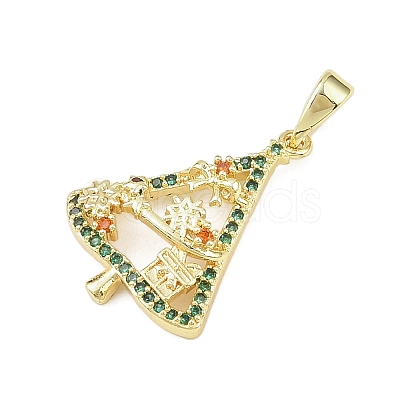Christmas Brass Micro Pave Cubic Zirconia Pendants KK-H518-03C-G-1