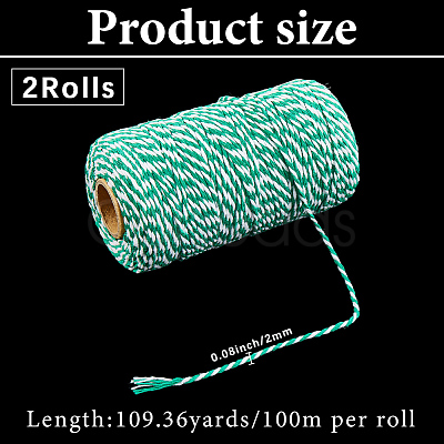 2 Rolls Macrame 2-Ply Cotton Braided Thread MAKN-CY0001-01B-1