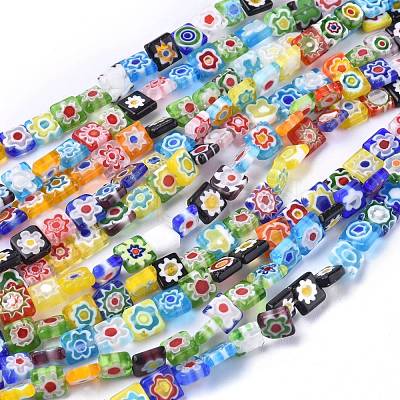 Square Handmade Millefiori Glass Beads LK-R004-52-1