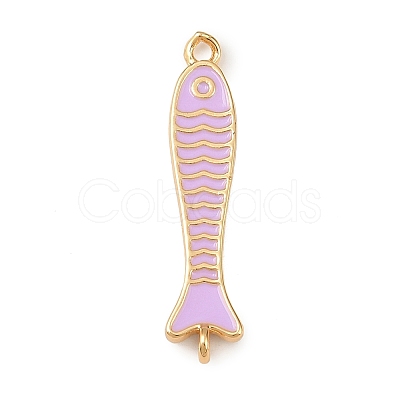 Brass Enamel Fish Connector Charms KK-L255-15G-01-1