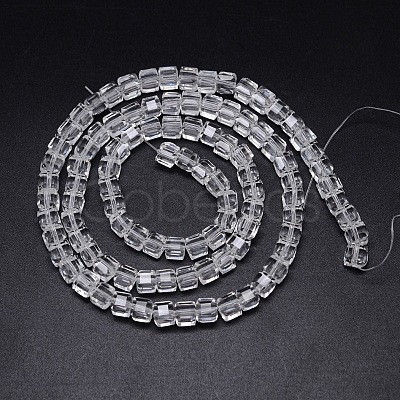 Faceted Cube Transparent Glass Beads Strands EGLA-E041-5mm-D01-1