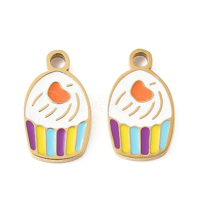 304 Stainless Steel Enamel Charms STAS-R168-01C-G-1