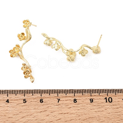 Brass Stud Earrings Findings KK-B179-09G-1