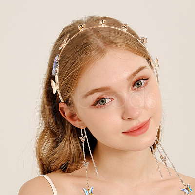 Zinc Alloy Rhinestone Hair Bands OHAR-WH20007-01B-G-1
