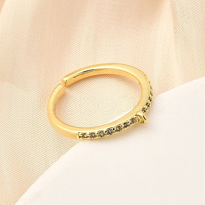 Brass Micro Pave Cubic Zirconia Cuff Rings Settings RJEW-F188-03G-1