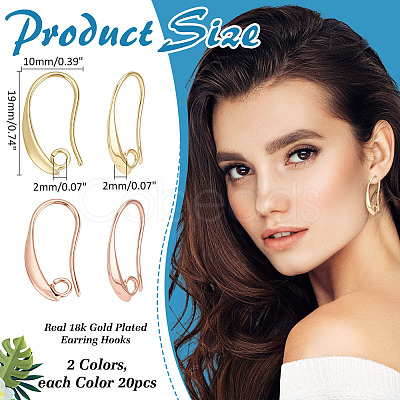 40Pcs 2 Colors Brass Earring Hooks KK-ME0002-46-1
