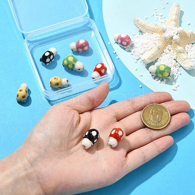 10Pcs 5 Colors Handmade Printed Porcelain Beads PORC-CJ0001-21-1