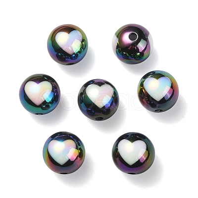 UV Plating Rainbow Iridescent Acrylic Beads OACR-F004-09A-1