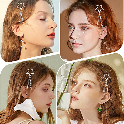 5Pcs 5 Styles Star Alloy Snap Hair Clips PHAR-GO0001-02-1
