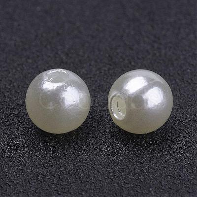 Creamy White Round Chunky Imitation Loose Acrylic Pearl Beads X-PACR-6D-12-1