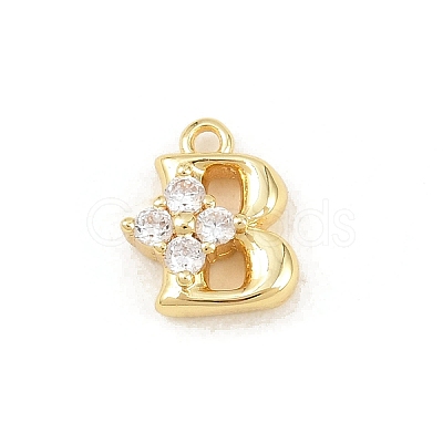 Brass Micro Pave Clear Cubic Zirconia Charms KK-Z151-18G-B-1