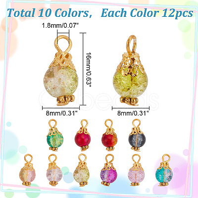 120Pcs Glass Pendant PALLOY-HY00005-1