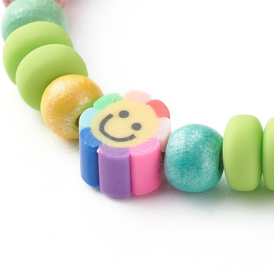 Natural Wood Round Beads Stretch Bracelets for Kid BJEW-JB06640-1