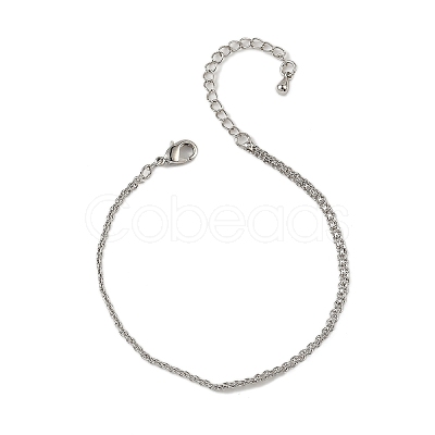 Brass Rope Chain Bracelets for Women BJEW-G735-08P-1