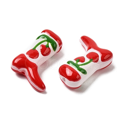 Boot Baking Paint Glass Enamel Beads LAMP-C020-02P-1