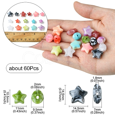 60Pcs 2 Styles Opaque Imitation Gemstone Acrylic Beads OACR-FS0001-85-1