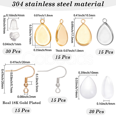 30Pcs 304 Stainless Steel Earring Hooks STAS-SP0002-07-1