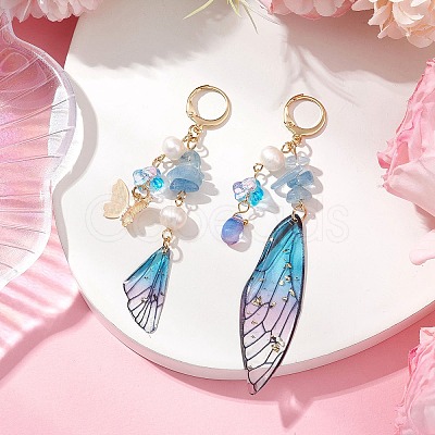 Natural Aquamarine Leverback Earrings EJEW-TA00591-02-1