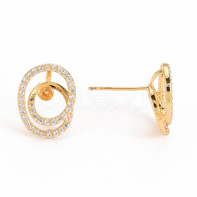 Brass Micro Pave Clear Cubic Zirconia Stud Earring Findings KK-S240-240-NF-1