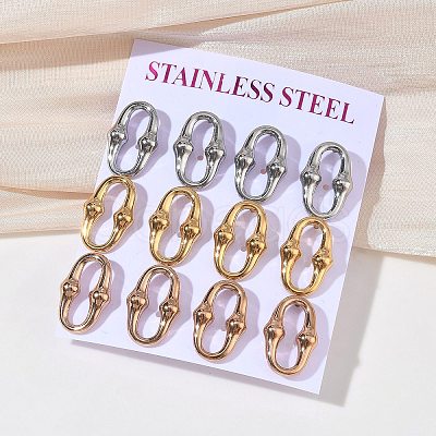 6 Pairs 304 Stainless Steel Stud Earrings EJEW-C180-01-1