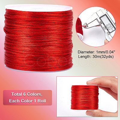 5 rolls 5 colors Nylon Satin Rattail Cords NWIR-PH0002-09B-02-1