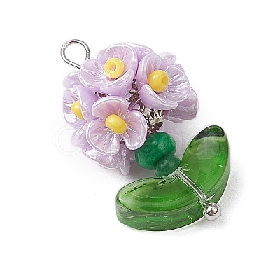 Glass Seed Beaded Flower Pendants PALLOY-MZ00521-04-1