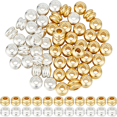 80Pcs 2 Colors Brass Beads KK-BBC0013-05-1