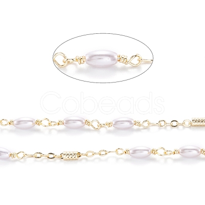Handmade CCB Plastic Imitation Pearl Beaded Chains CHC-M021-29LG-1