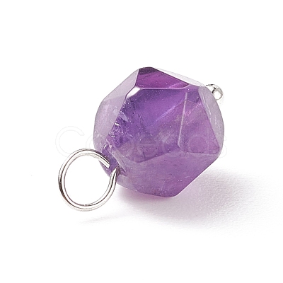 Faceted Natural Amethyst Pendants PALLOY-JF01694-03-1