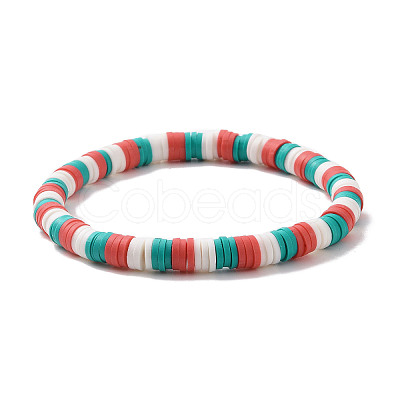 4Pcs 4 Style Polymer Clay Heishi Surfer Stretch Bracelets Set X1-BJEW-TA00261-1