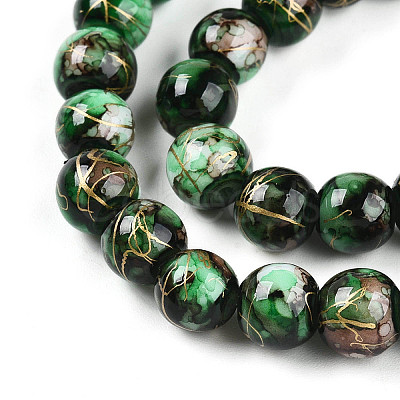 Baking Paint Glass Beads Strands DGLA-N003-8mm-B09-1
