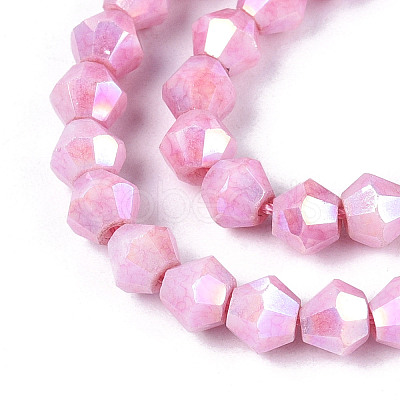 Anti-Tarnish Electroplate Bicone Glass Beads Strands EGLA-T021-4mm-16-04-1