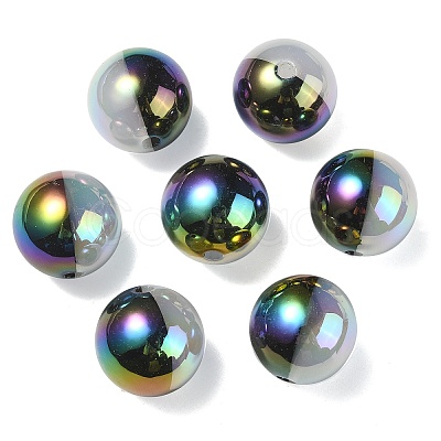 UV Plating Rainbow Iridescent Opaque Acrylic Beads X-OACR-C007-01G-1