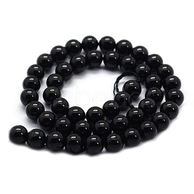 Natural Black Tourmaline Beads Strands G-G763-01-6mm-AB-1